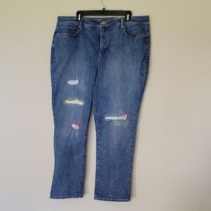 Stylish Blue Distressed Women's Jeans